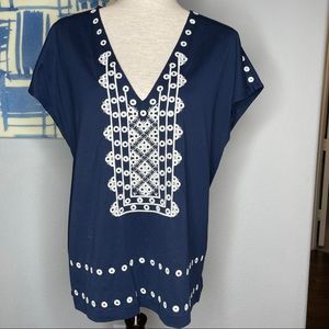 J.Crew Navy Eyelet Top Size M